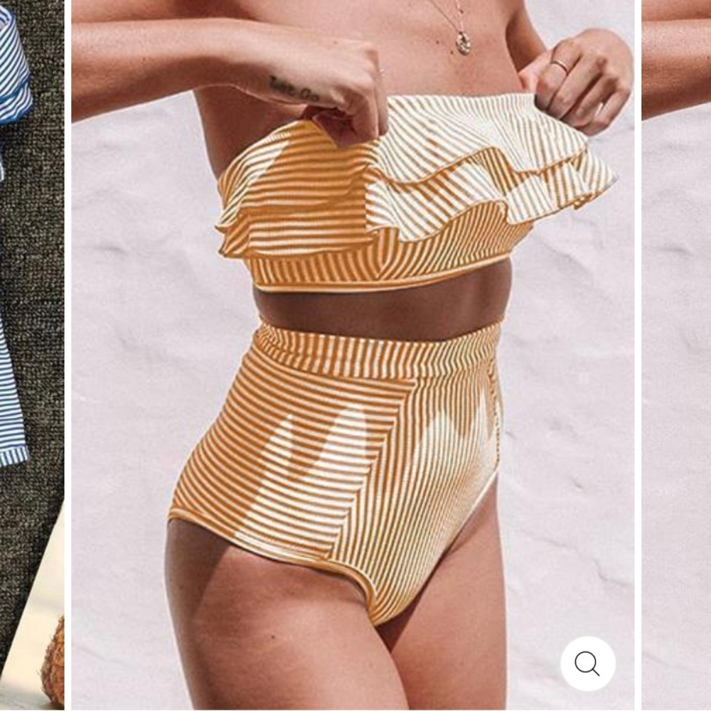NWOT orange striped bikini size medium